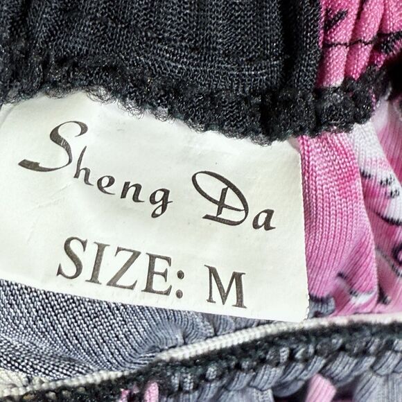 Womens Dress Sz Med Twisted Cross Back Halter Knee Length Pink Green Floral - Picture 7 of 8